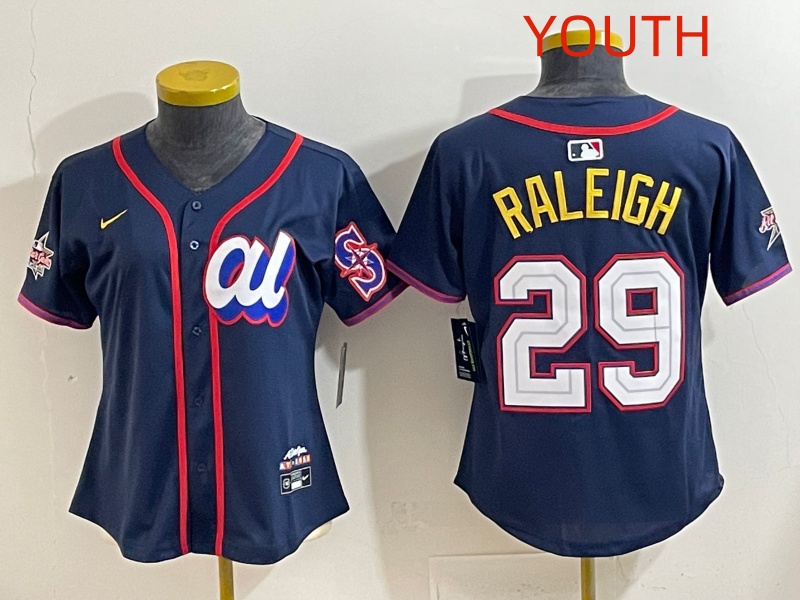 Youth 2025 Seattle Mariners #29 Raleigh dark Blue All star Nike MLB Jersey style 021
